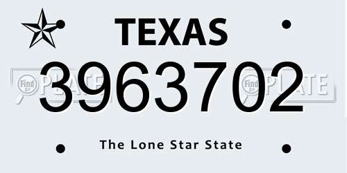 3963702 Texas License Plate