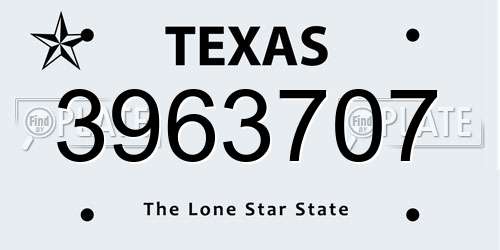 3963707 Texas License Plate