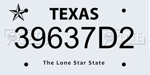 39637D2 Texas License Plate
