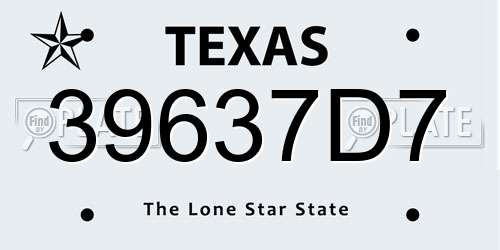 39637D7 Texas License Plate