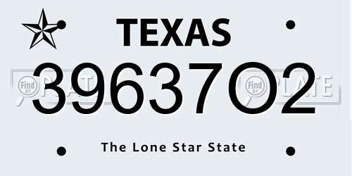 39637O2 Texas License Plate