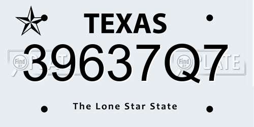 39637Q7 Texas License Plate
