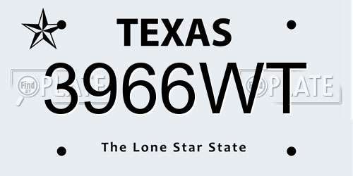 3966WT Texas License Plate