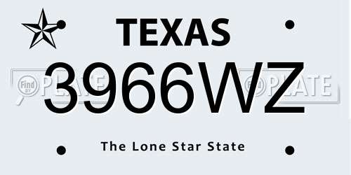 3966WZ Texas License Plate