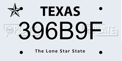 396B9F Texas License Plate