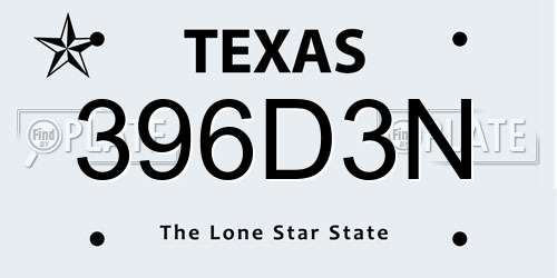 396D3N Texas License Plate