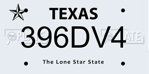 396DV4 Texas License Plate