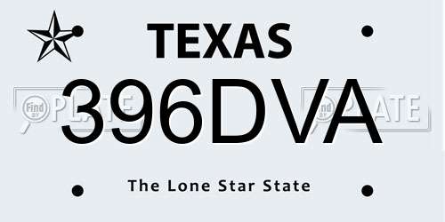 396DVA Texas License Plate