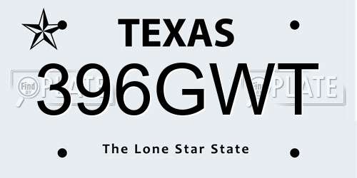 396GWT Texas License Plate