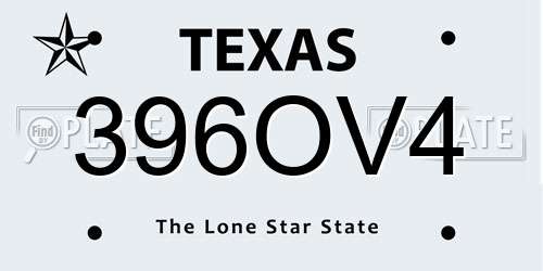 396OV4 Texas License Plate