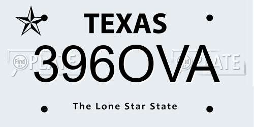 396OVA Texas License Plate