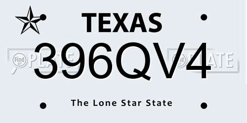 396QV4 Texas License Plate