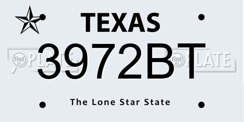 3972BT Texas License Plate