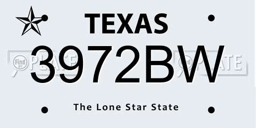 3972BW Texas License Plate