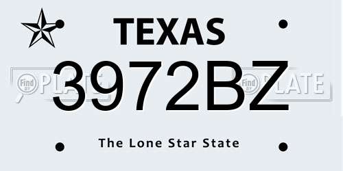 3972BZ Texas License Plate