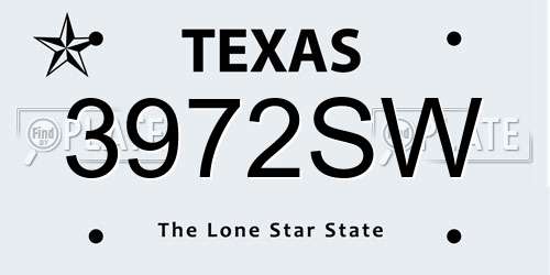 3972SW Texas License Plate