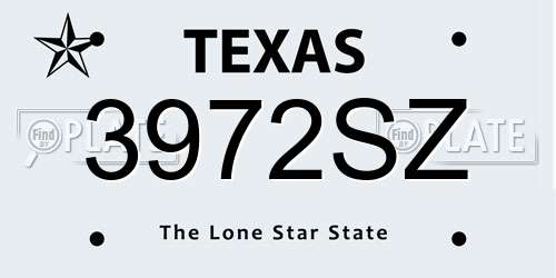 3972SZ Texas License Plate