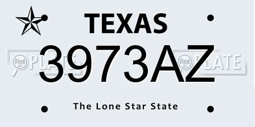 3973AZ Texas License Plate