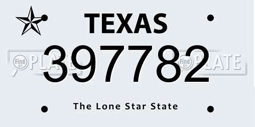 397782 Texas License Plate