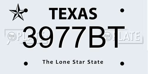 3977BT Texas License Plate