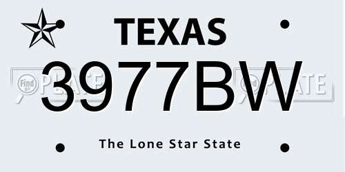 3977BW Texas License Plate