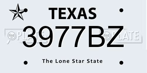 3977BZ Texas License Plate