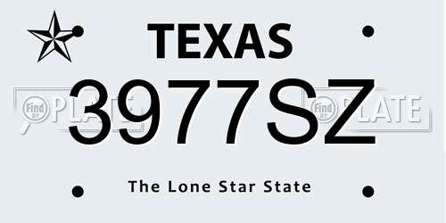 3977SZ Texas License Plate