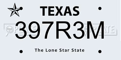397R3M Texas License Plate