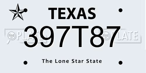 397T87 Texas License Plate