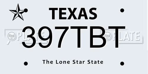 397TBT Texas License Plate