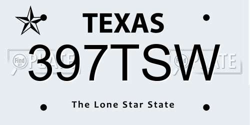 397TSW Texas License Plate