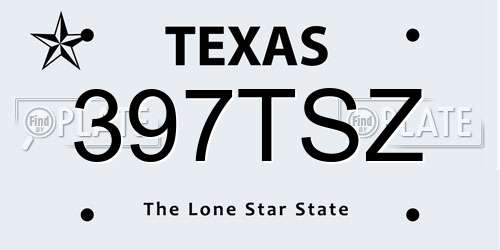 397TSZ Texas License Plate