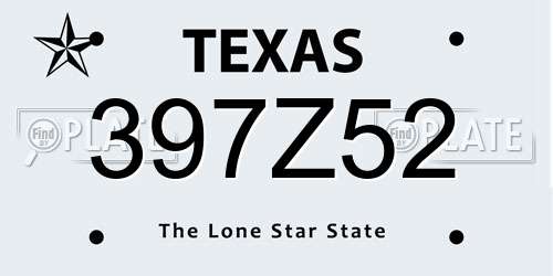397Z52 Texas License Plate