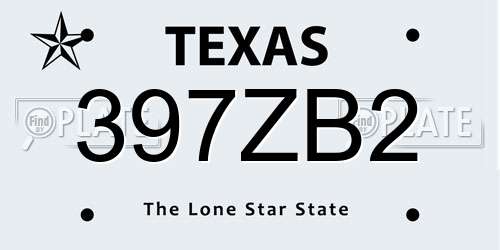 397ZB2 Texas License Plate