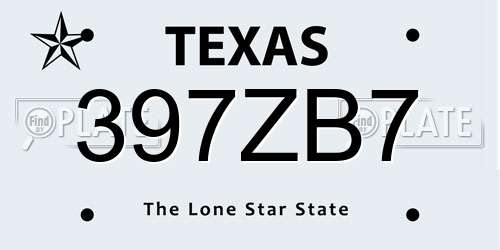 397ZB7 Texas License Plate