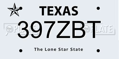397ZBT Texas License Plate