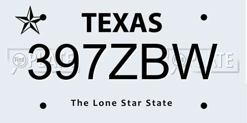 397ZBW Texas License Plate