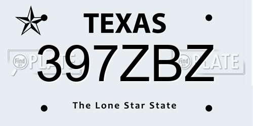 397ZBZ Texas License Plate