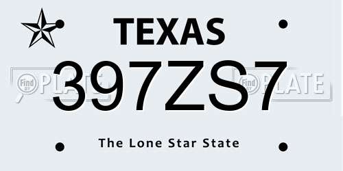 397ZS7 Texas License Plate