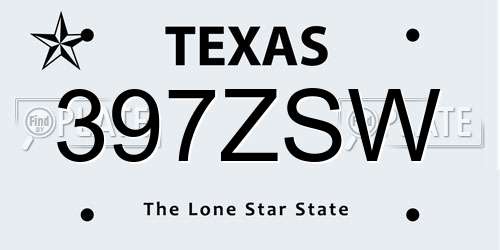 397ZSW Texas License Plate