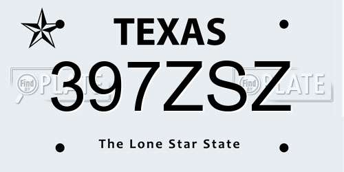 397ZSZ Texas License Plate