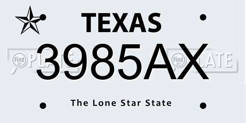 3985AX Texas License Plate