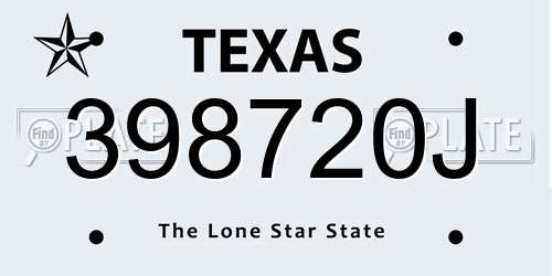 398720J Texas License Plate