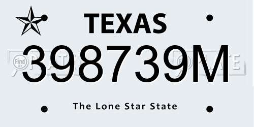 398739M Texas License Plate