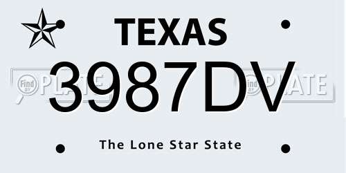 3987DV Texas License Plate