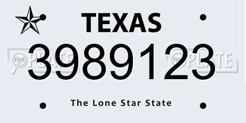 3989123 Texas License Plate