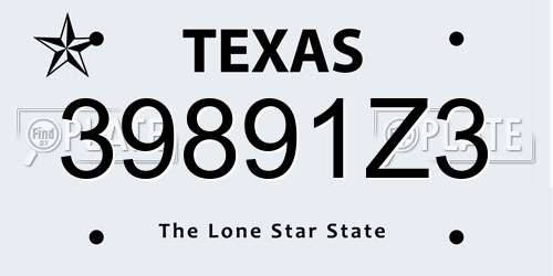 39891Z3 Texas License Plate