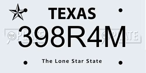 398R4M Texas License Plate