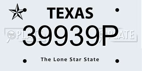 39939P Texas License Plate