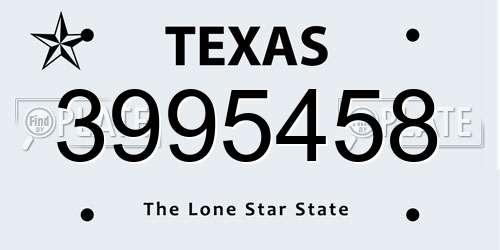 3995458 Texas License Plate